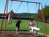 Playing on the swings